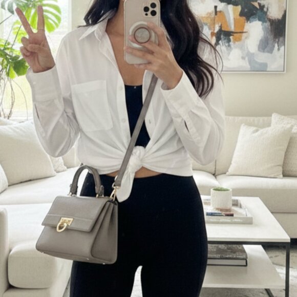 Salvatore Ferragamo  Sofia Gancini Shoulder Handbag (Grey Leather) - Picture 1 of 8